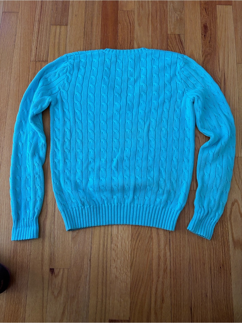Polo by Ralph Lauren V-Neck Cable Sweater - Aqua Blue - Picture 12 of 12